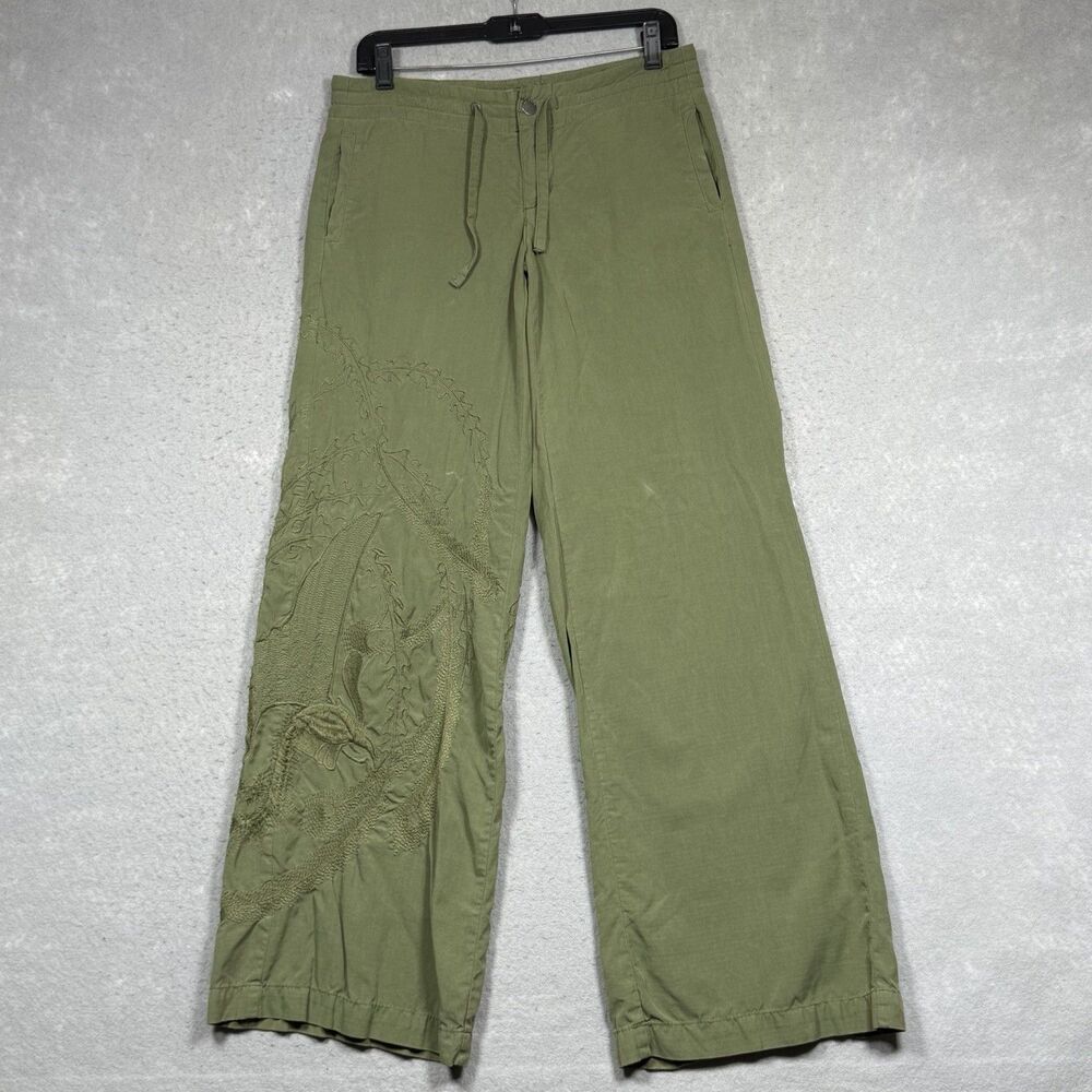 Vintage Da-Nang Pants Women’s Size Small Green Embroidered Y2K Inseam 32 in